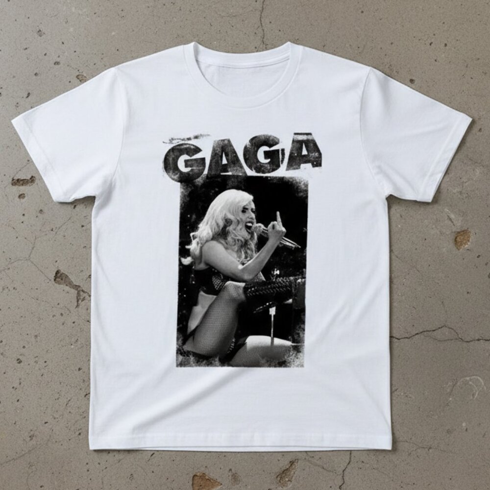 Lady Gaga Graphic T-Shirt White Concert Style Tee